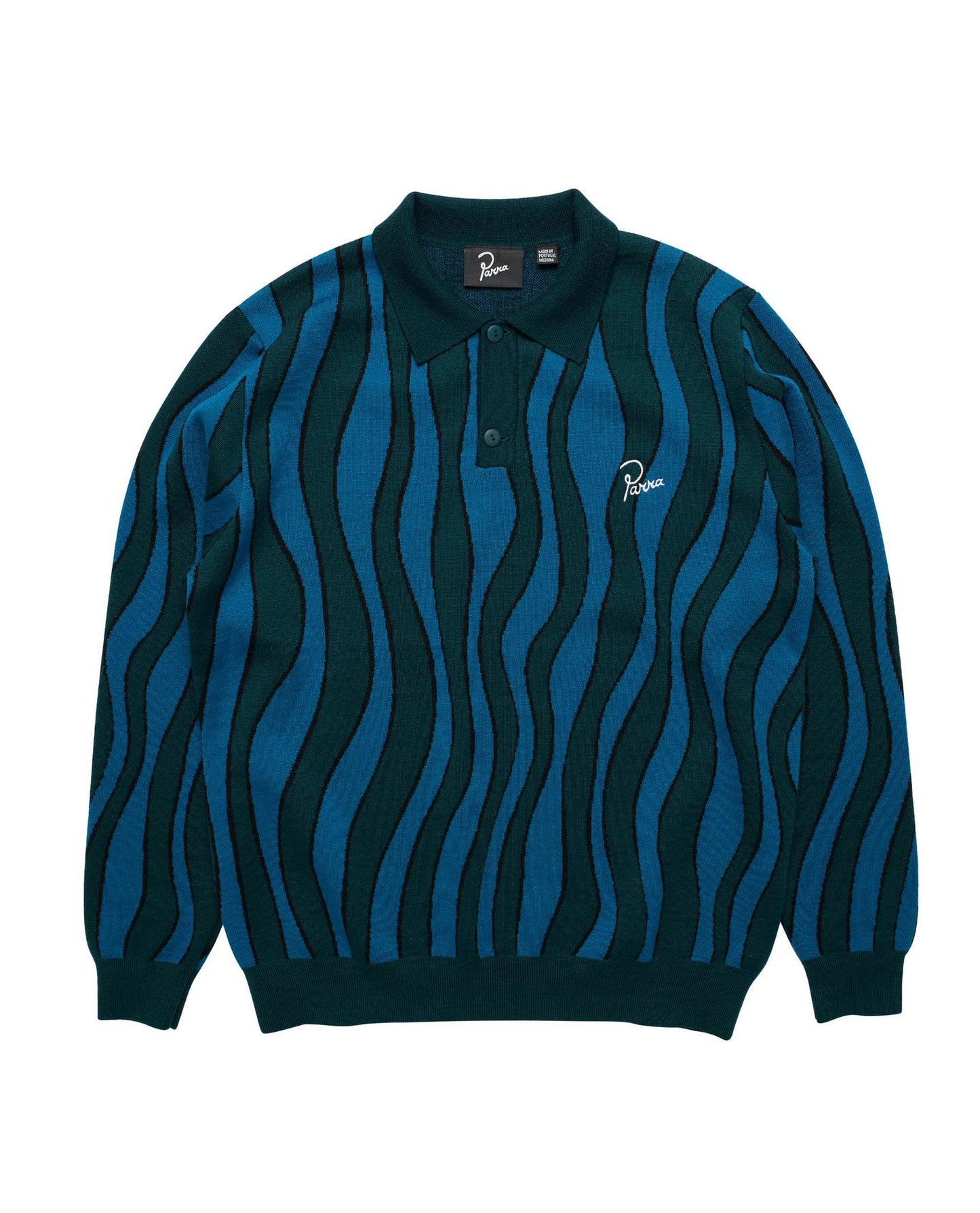 
                    
                      Parra Aqua Weed Waves Knitted Polo Shirt
                    
                  