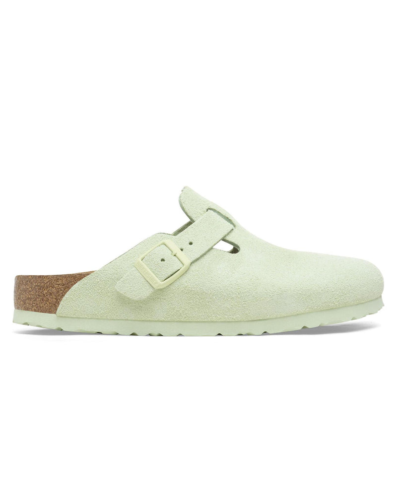 Birkenstock Boston Soft Footbed Faded Lime Suede