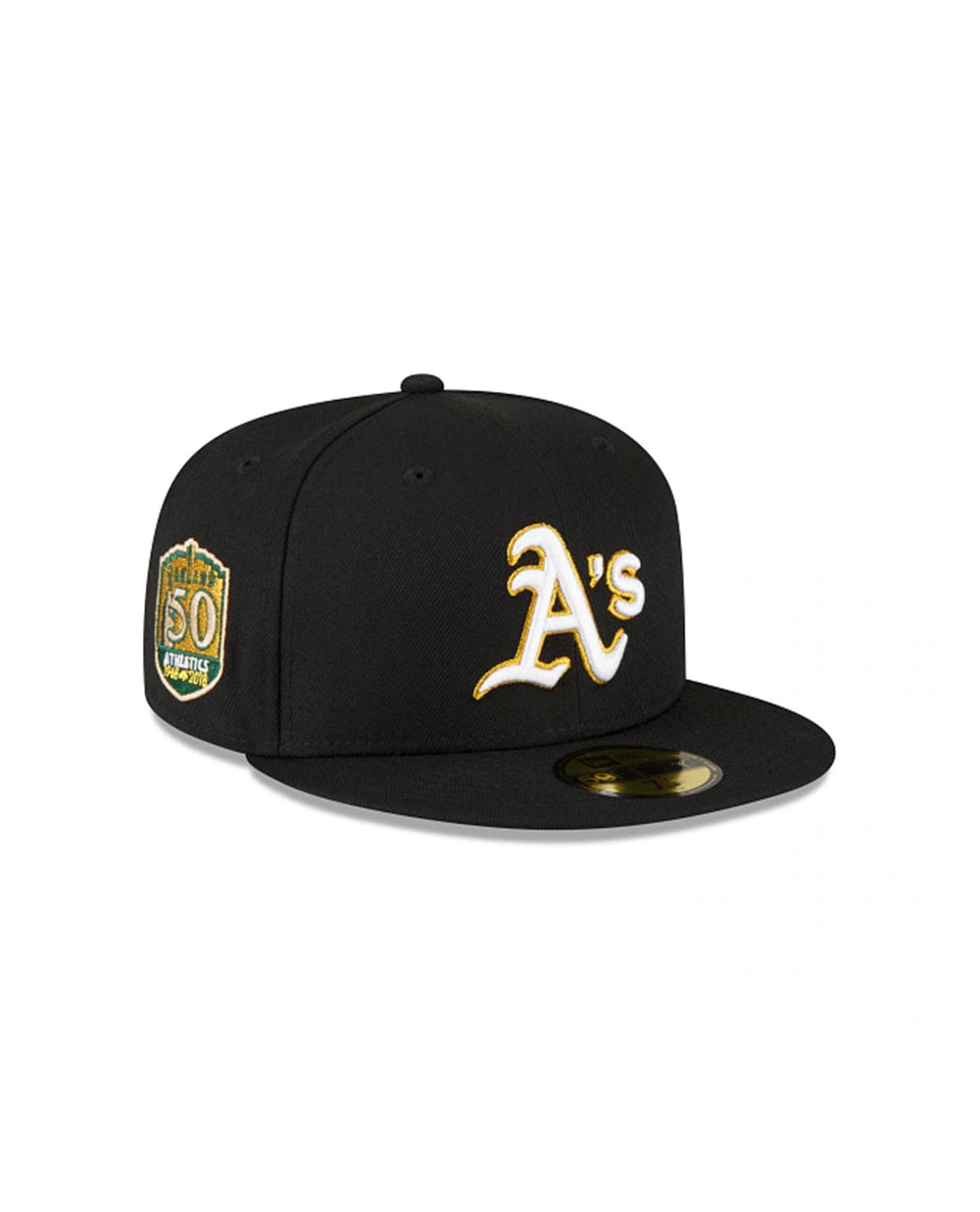 New Era 59FIFTY Oakland Athletics 50th Anniversary Patch Stomper Hat - Gold, Kelly Gold/Kelly / 7 5/8