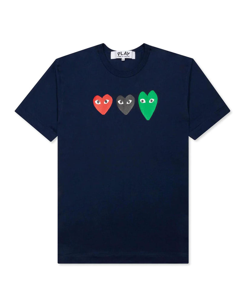 Comme Des Garcons Men's Multi Heart Tee Shirt Navy